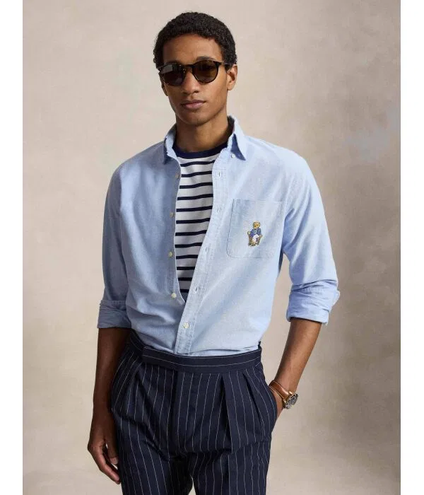 Мужская рубашка с длинным рукавом Regular Fit Camicia Polo Ralph Lauren, Azzurro
