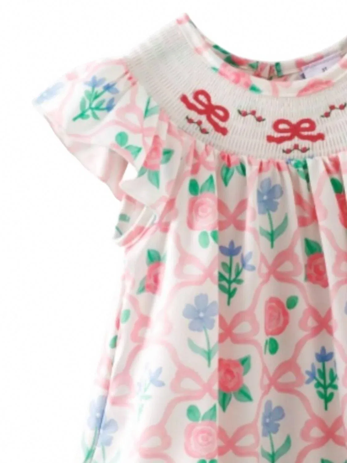 Детское платье для девочек с вышивкой и сборками Little Girls Smocked Birthday Dress Clover Cottage, мультиколор — фото 2