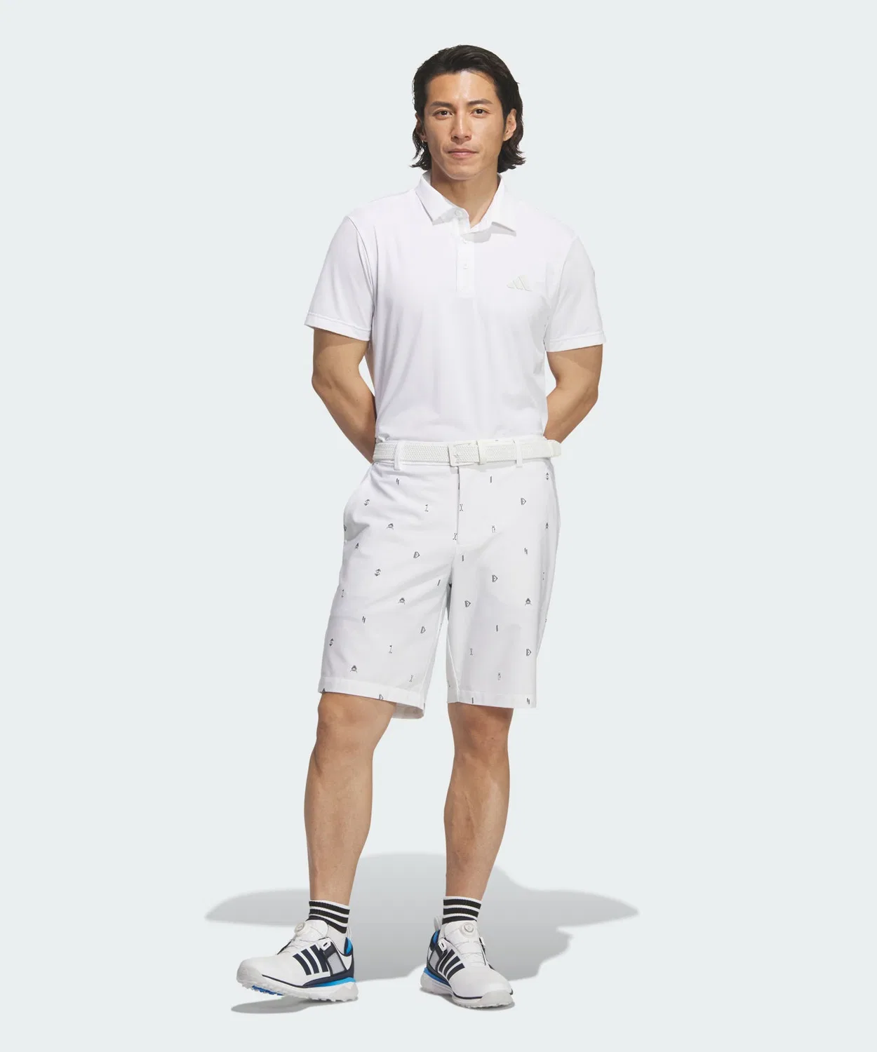 Мужская футболка-поло с принтом на спине Adidas Golf, White — фото 3