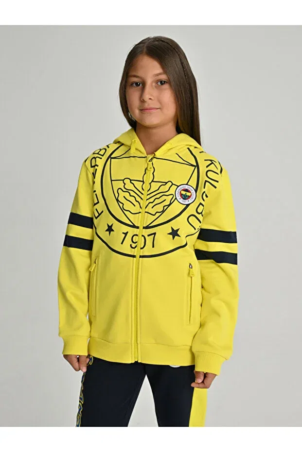 Детское худи для девочек с принтом Child Tribun Single Colour Logo Sweat Fenerium, Yellow — фото 2