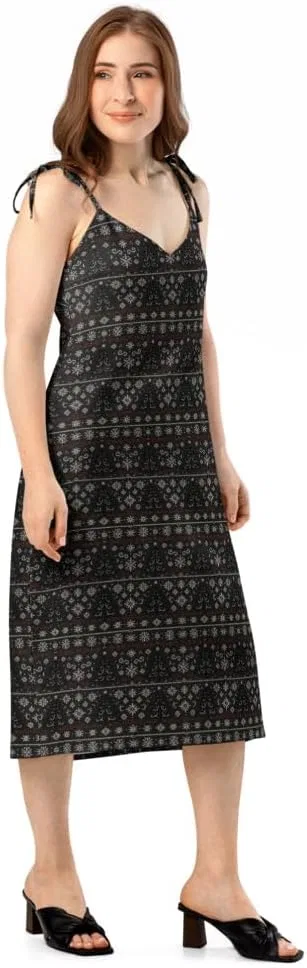 Женское платье-комбинация с готической ёлкой Tie-Strap Midi Slip Dress, White — фото 4