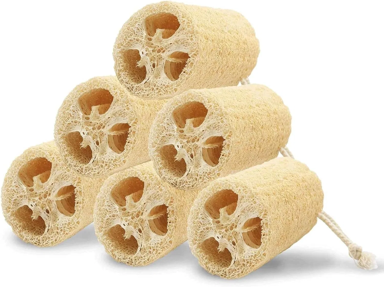 Набор люфовых мочалок TQQEPOOL, 6 шт, 15 см, Beige