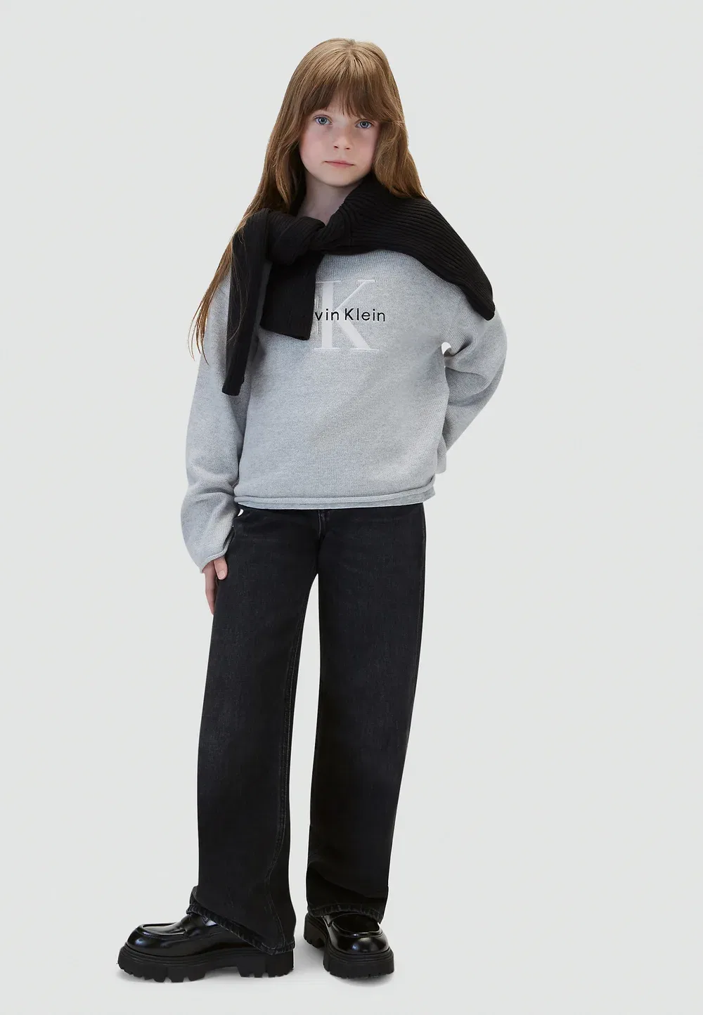 Детский вязаный джемпер с логотипом - джемпер Calvin Klein Jeans, Snow Heather