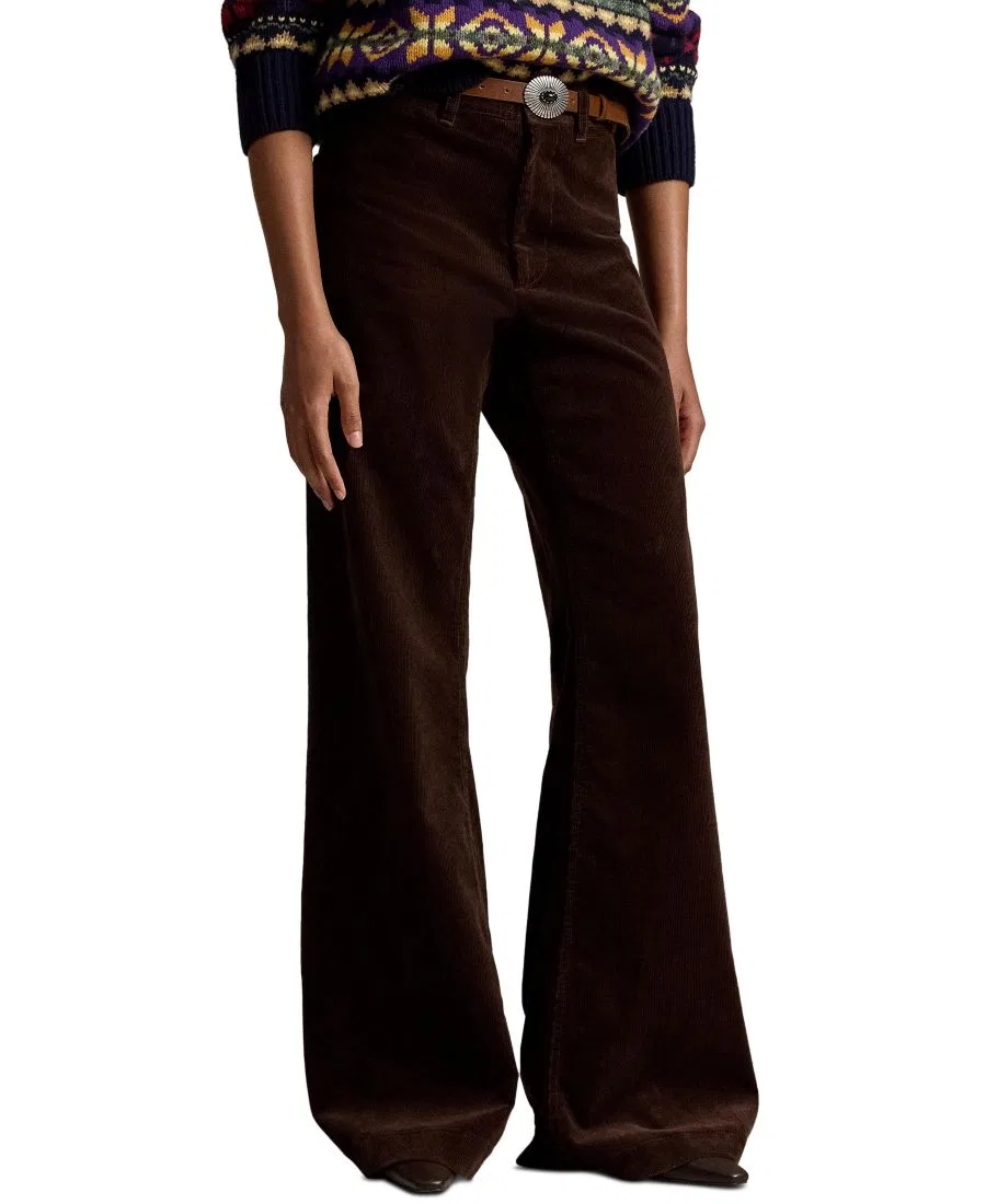 Женские брюки-клеш из вельвета Beaton Corduroy Flared Pants Polo Ralph Lauren, Brown