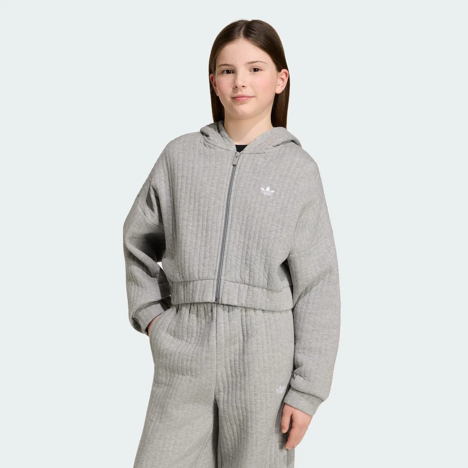 Толстовка на молнии Adidas Originals серого цвета — фото 2