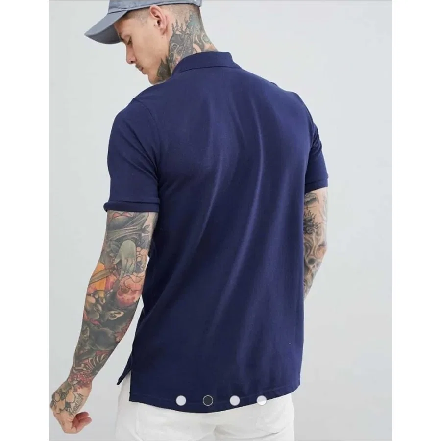 Футболка поло Nike Sportswear Polo Cotton Tee Navy, Темно-синий — фото 4