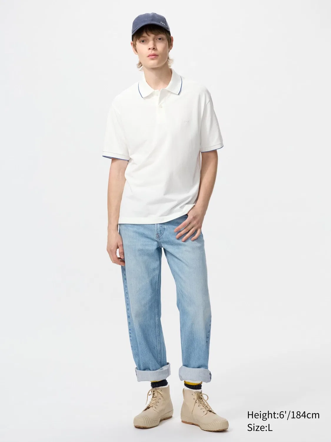 Рубашка-поло Uniqlo, из пике, для мужчин, белый — фото 3