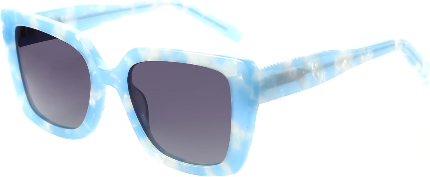 

Поляризованные солнцезащитные очки ZENOTTIC для женщин, квадратная форма: модные классические солнцезащитные очки для женщин - дизайнерские очки с защитой от УФ-излучения UV400, Blue Demi Frame / Gradient Grey Lens