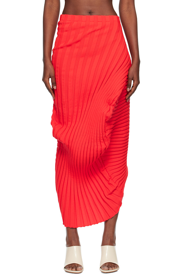 

Вязаная юбка миди "как есть" Issey Miyake, красный