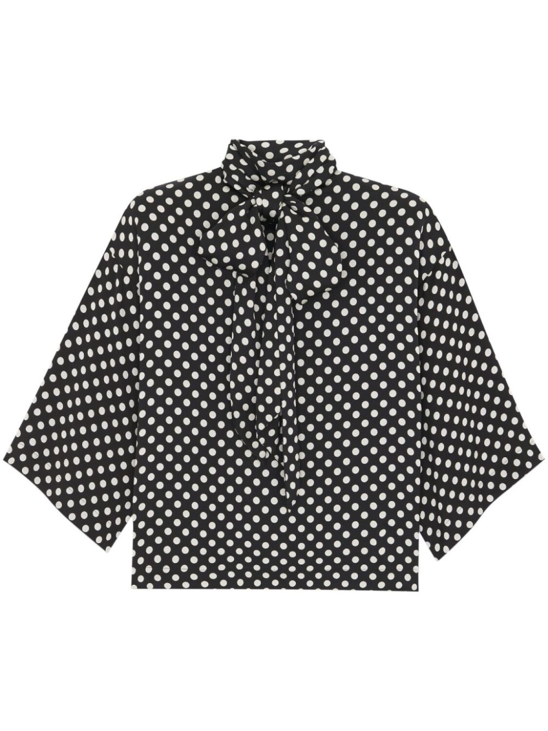 

Saint Laurent блузка в горох с бантом, черный