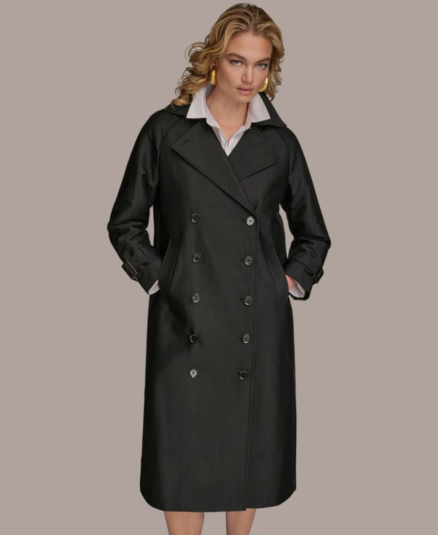 Женское классическое длинное двубортное пальто Donna Karan New York, Black — фото 3