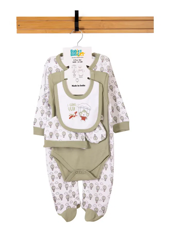 Комплект из 5 предметов с принтом I Can Fly Babies Basic, фисташковый