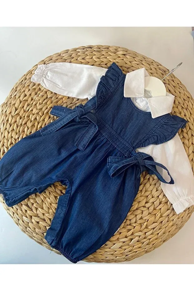 Детский комбинезон для девочек джинсовый Butik, Navy Blue — фото 2