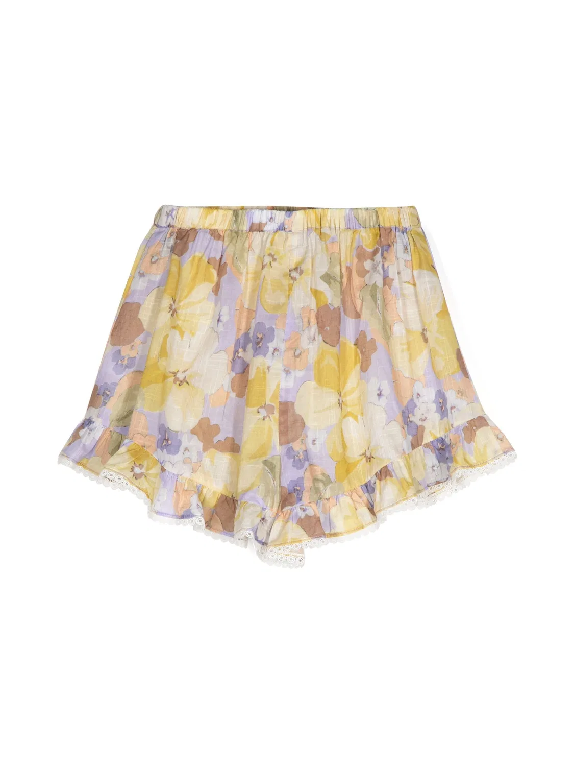 Шорты с цветочным принтом и оборками Girls Pop Frill Zimmermann, Purple Multi Floral — фото 2