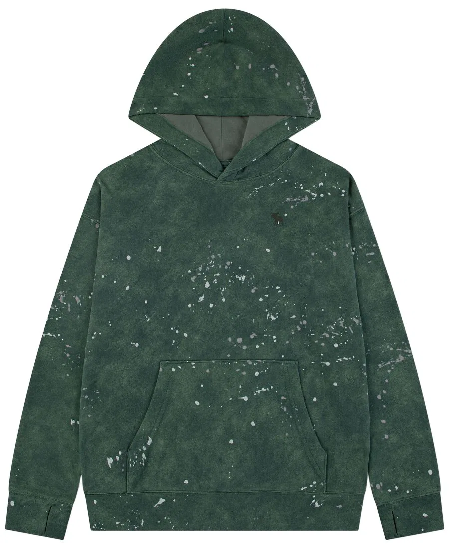 Худи с принтом, модель Printed Hoodie abercrombie kids, Olive Paint Splatter
