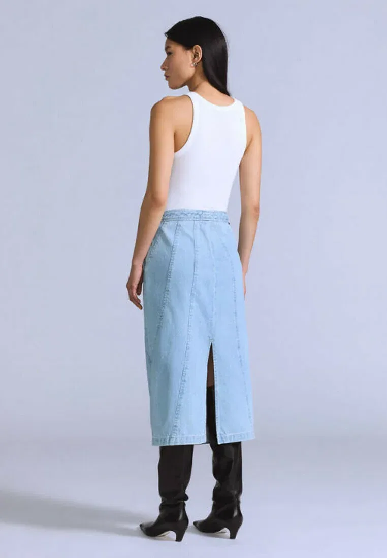 Юбка со швом, синяя, сияющая, джинсовая юбка Levi'S, Blue Radiant Wash - Med Indigo - Flat Finish - — фото 3