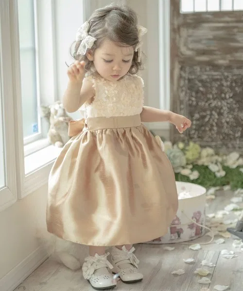 Детское платье для девочек с розочками, без рукавов, миди, Rose Party Catherine Cottage, Gold