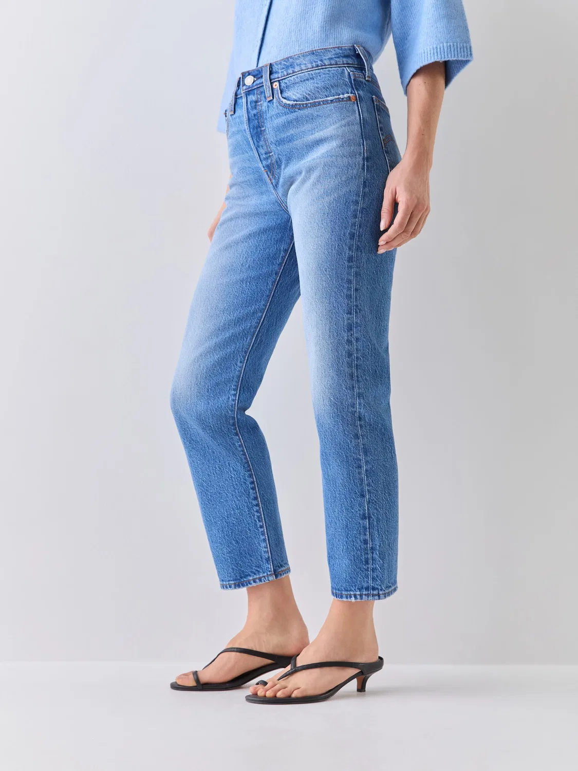 Джинсы прямые Wedgie High Waisted Levi's, Mid Blue Denim — фото 4