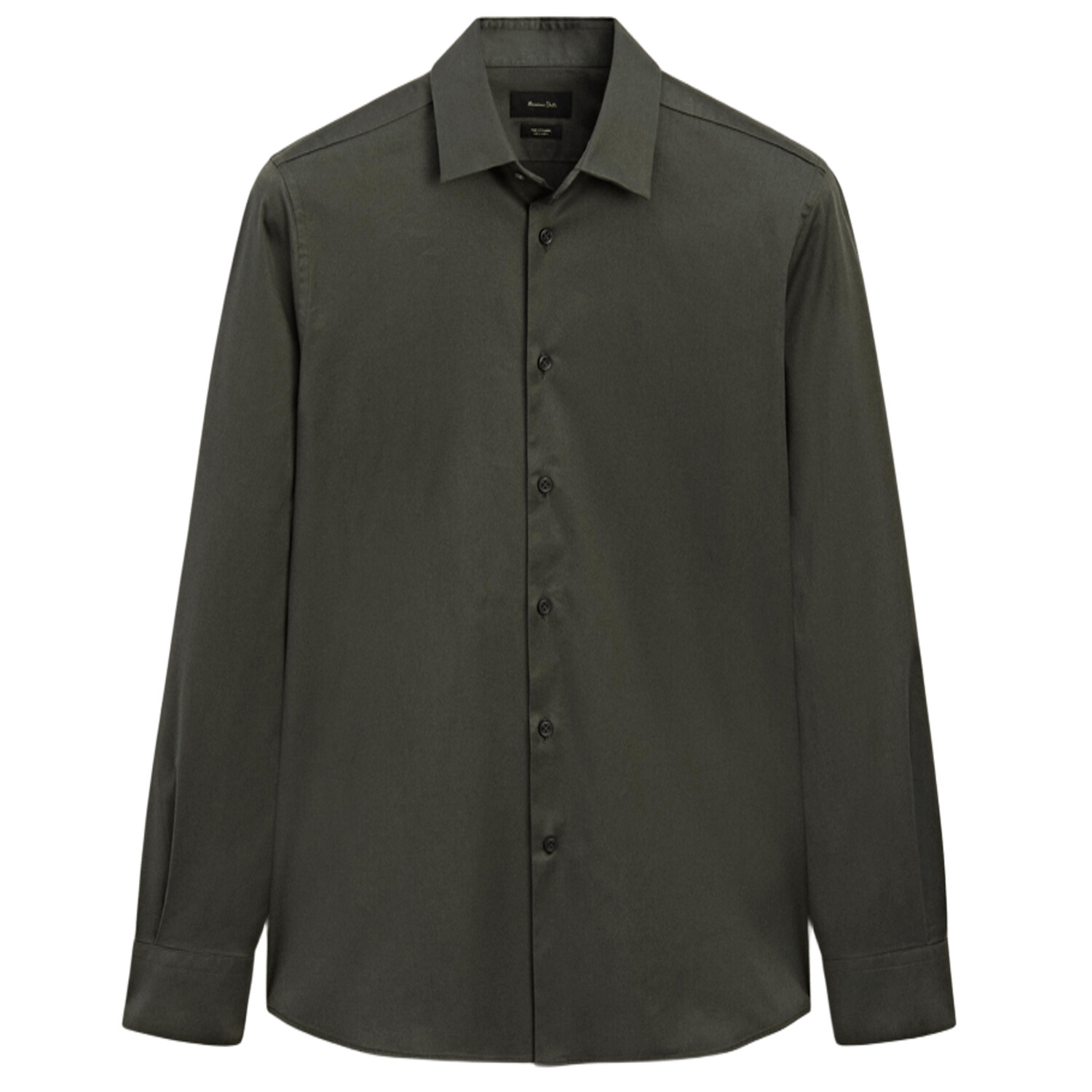 

Рубашка Massimo Dutti Stretch slim-fit cotton twill, темный хаки