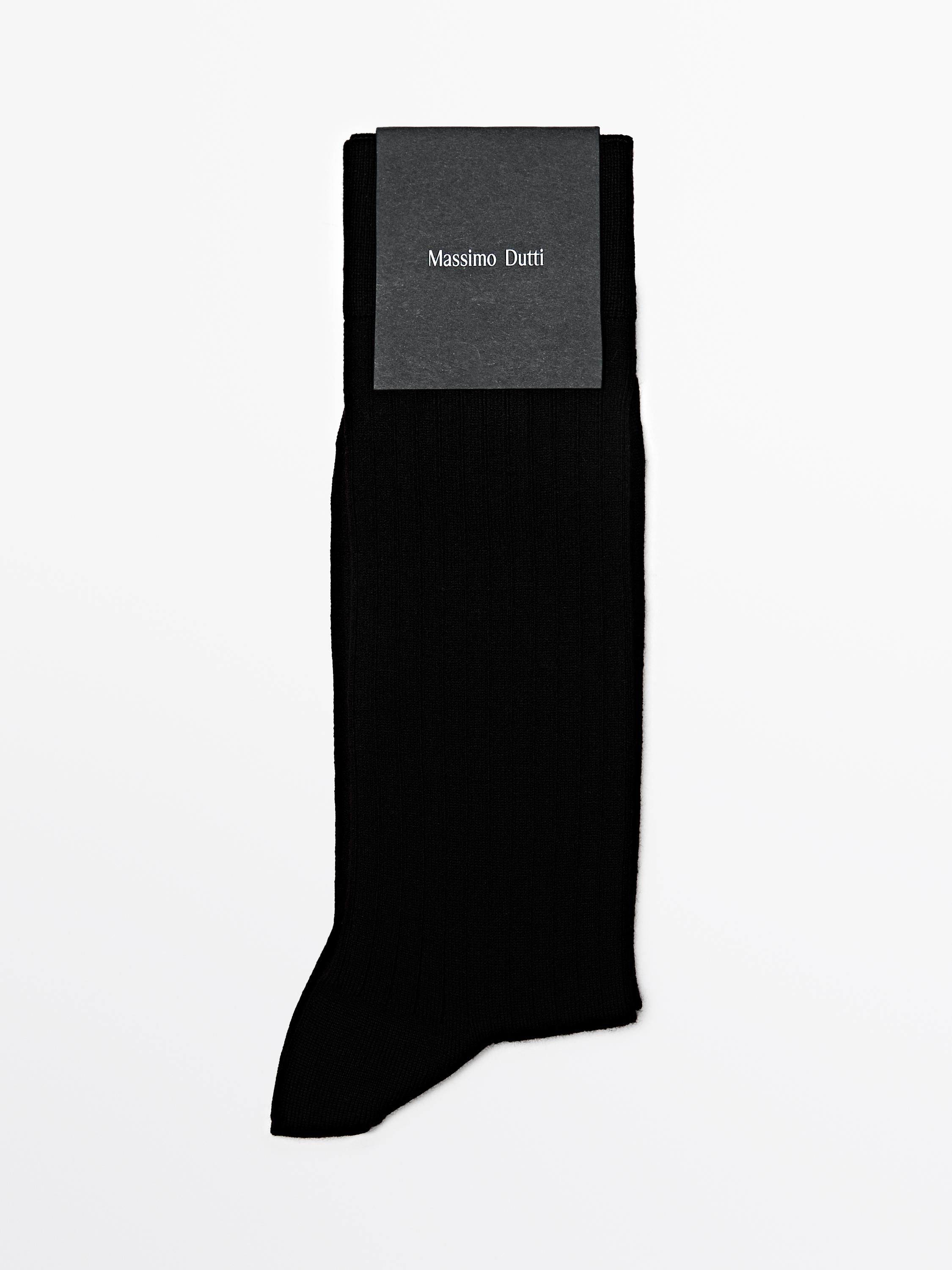 

Носки из смеси шерсти в рубчик Massimo Dutti, черный