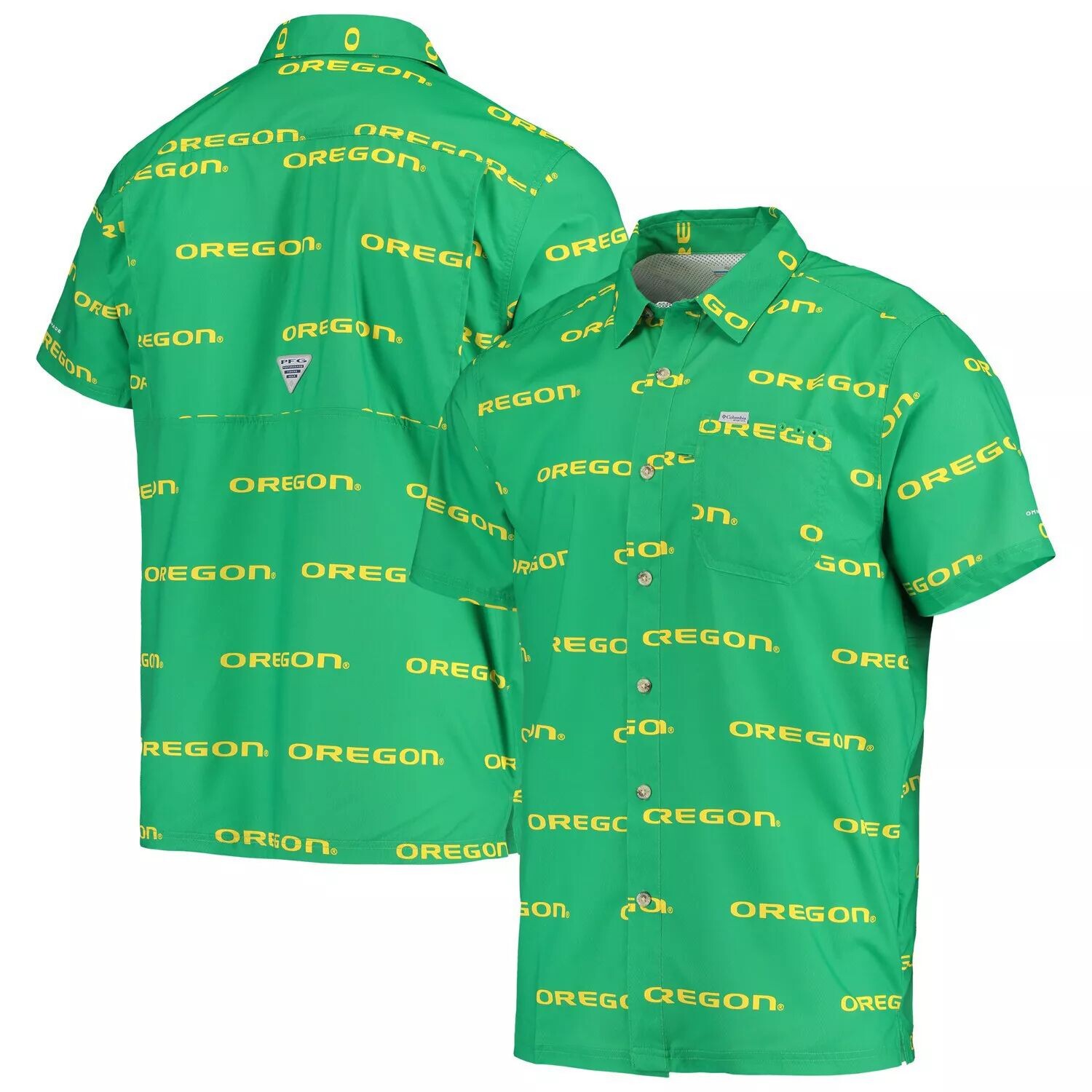 

Мужская рубашка на пуговицах Columbia Green Oregon Ducks Super Slack Tide Omni-Shade