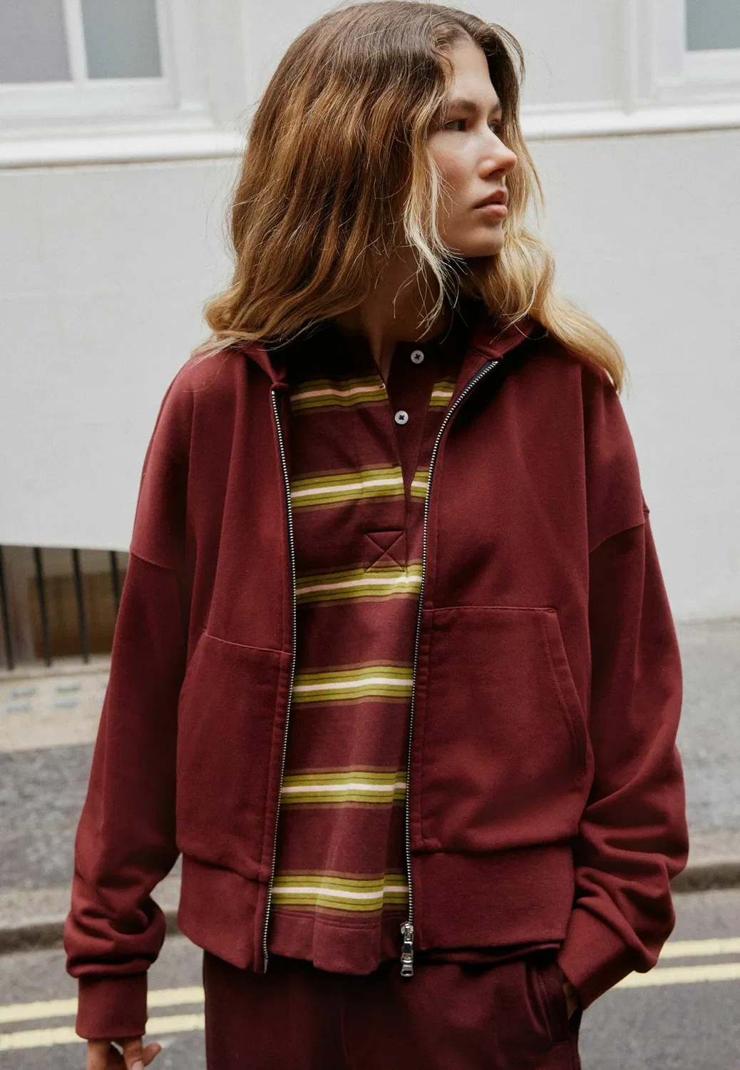 Толстовка с капюшоном на молнии - свитшот на молнии Next, Burgundy Red