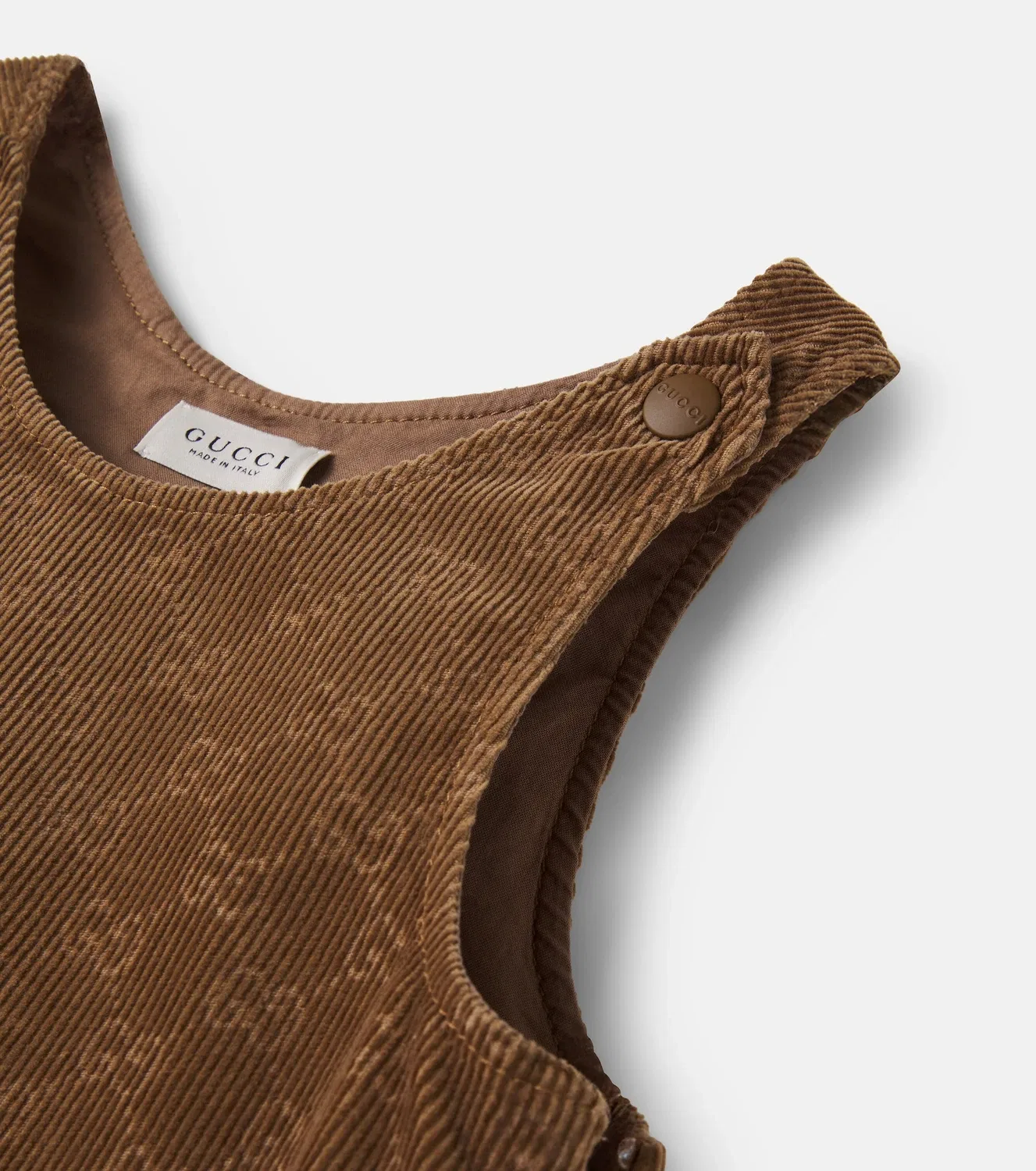 Вельветовое платье из хлопка с монограммой GG, Gucci Kids, коричневый — фото 4