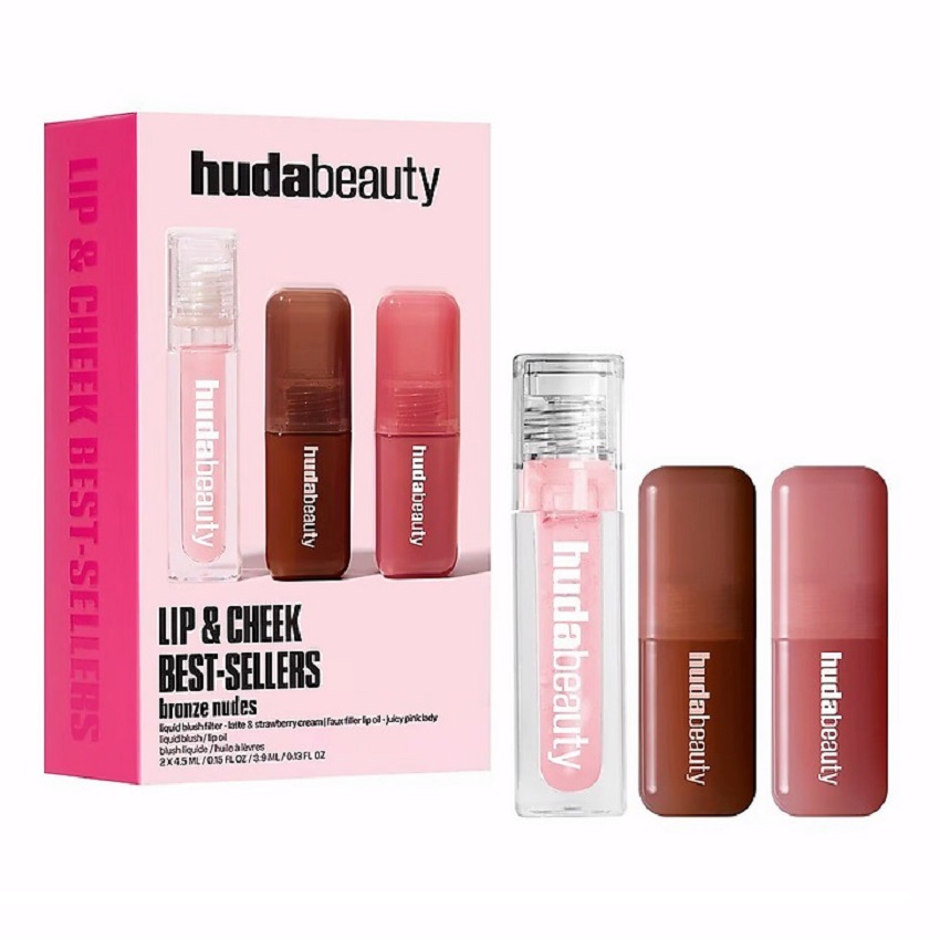 Набор для макияжа Huda Beauty Lip & Cheek Best-Sellers, 3 предмета