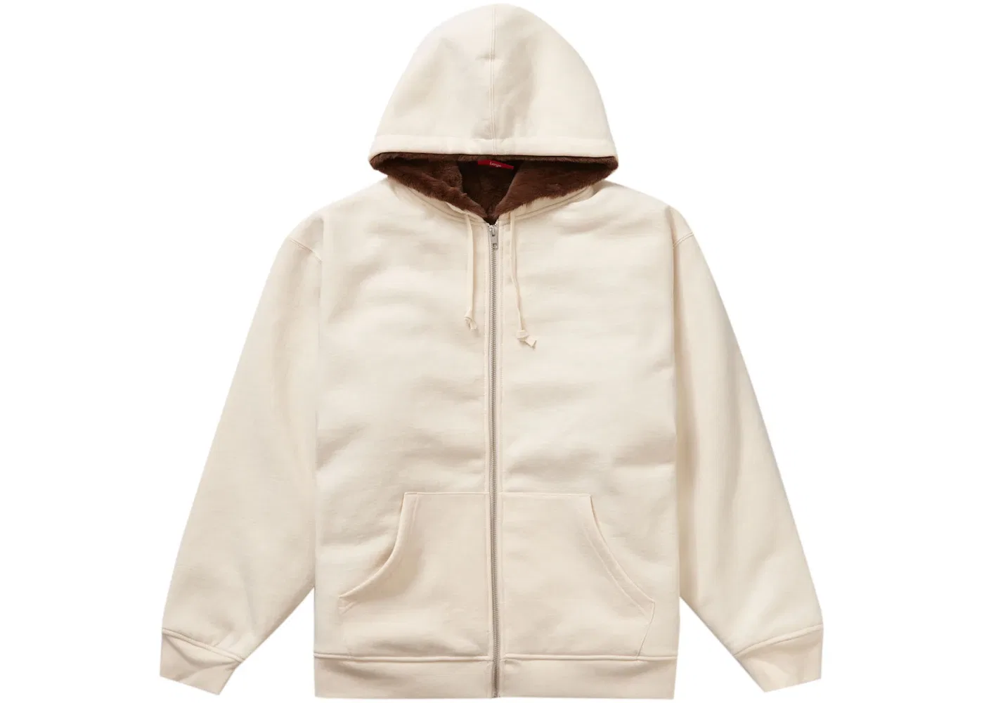 Мужская худи с искусственным мехом Supreme Faux Fur Lined Zip Up Hooded Sweatshirt, Natural — фото 2