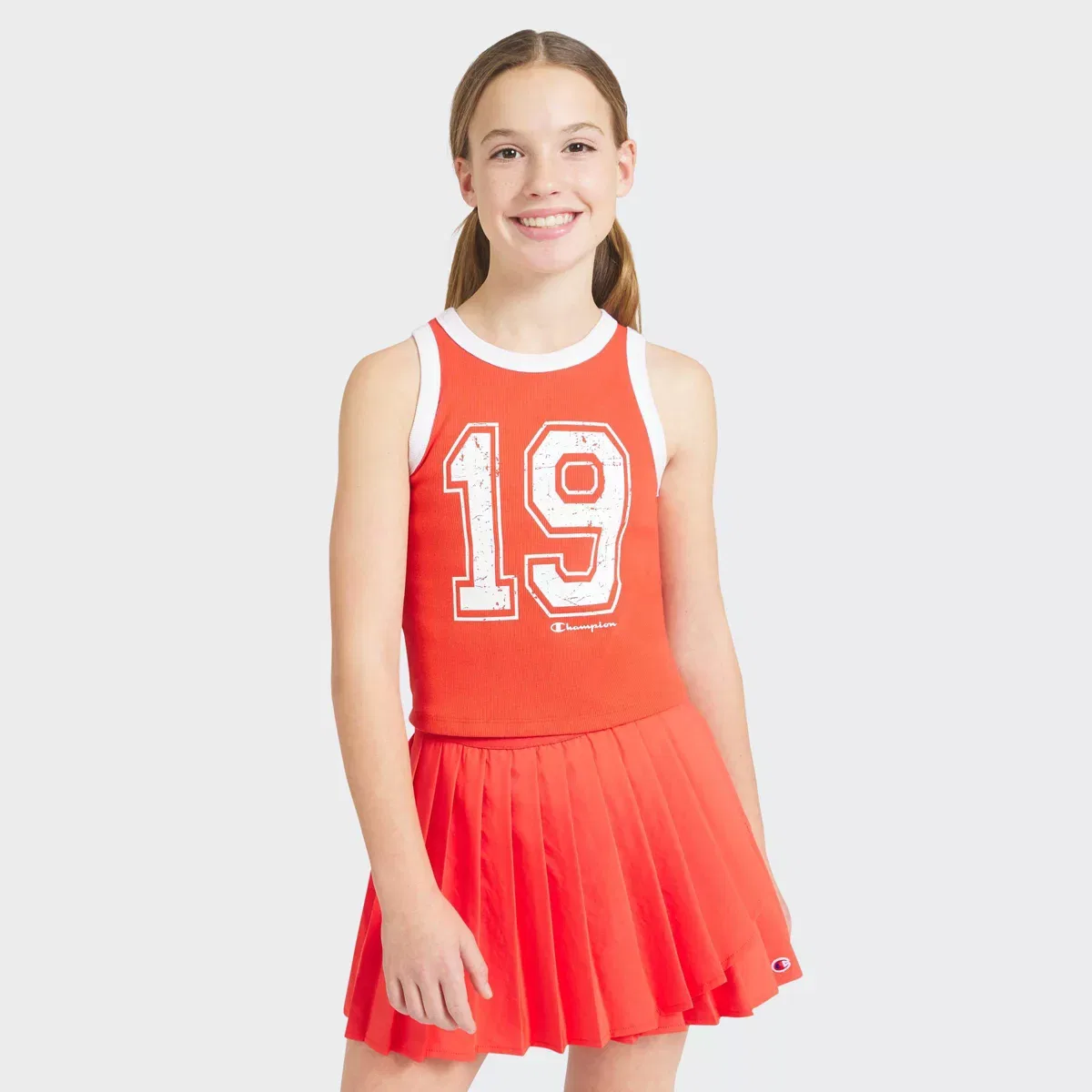 Детский топ на тонких бретелях с высоким воротом KIDS CHAMPION, Red — фото 3