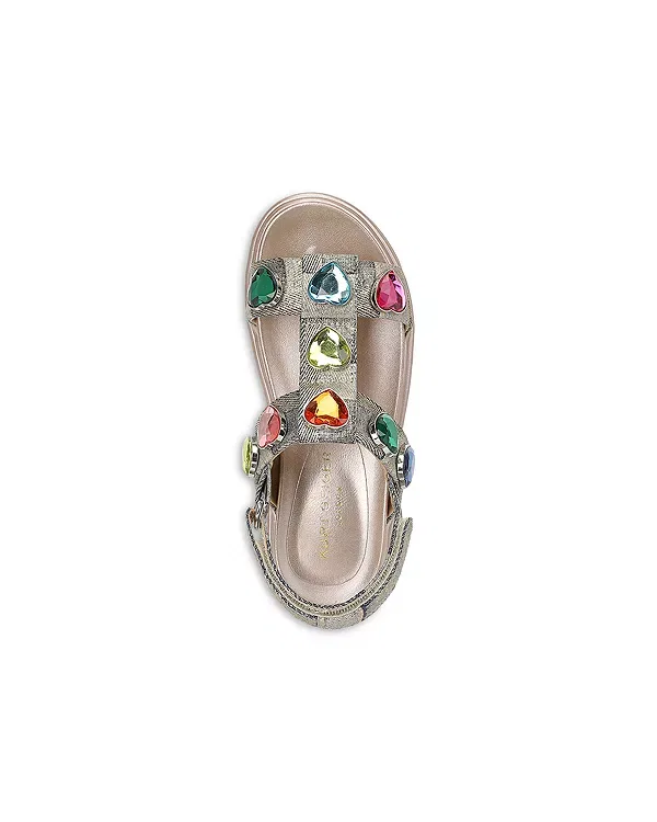 Детские сандалии для девочек с принтом Mini Orson Hearts Kurt Geiger London, золотистый — фото 4