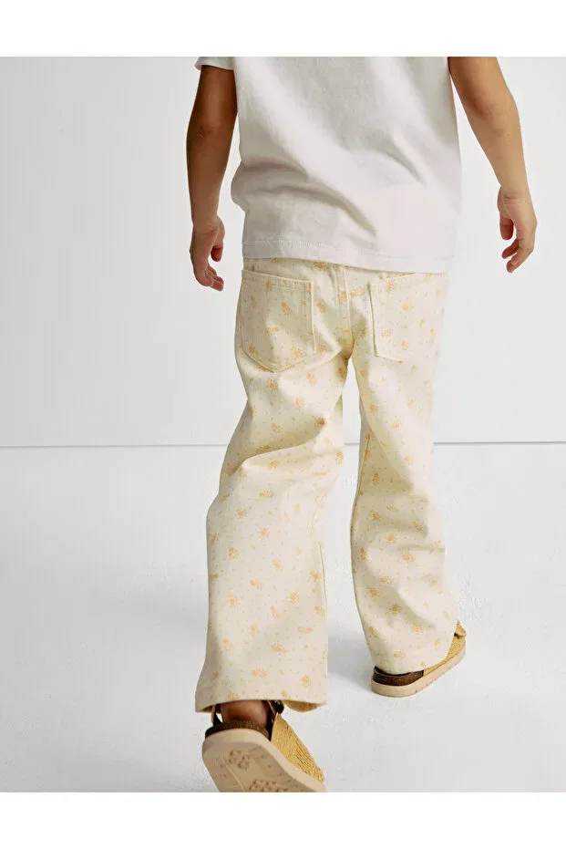Детские джинсы для девочек с широкими штанинами Pure cotton wide leg jeans Marks & Spencer, Sarı — фото 2