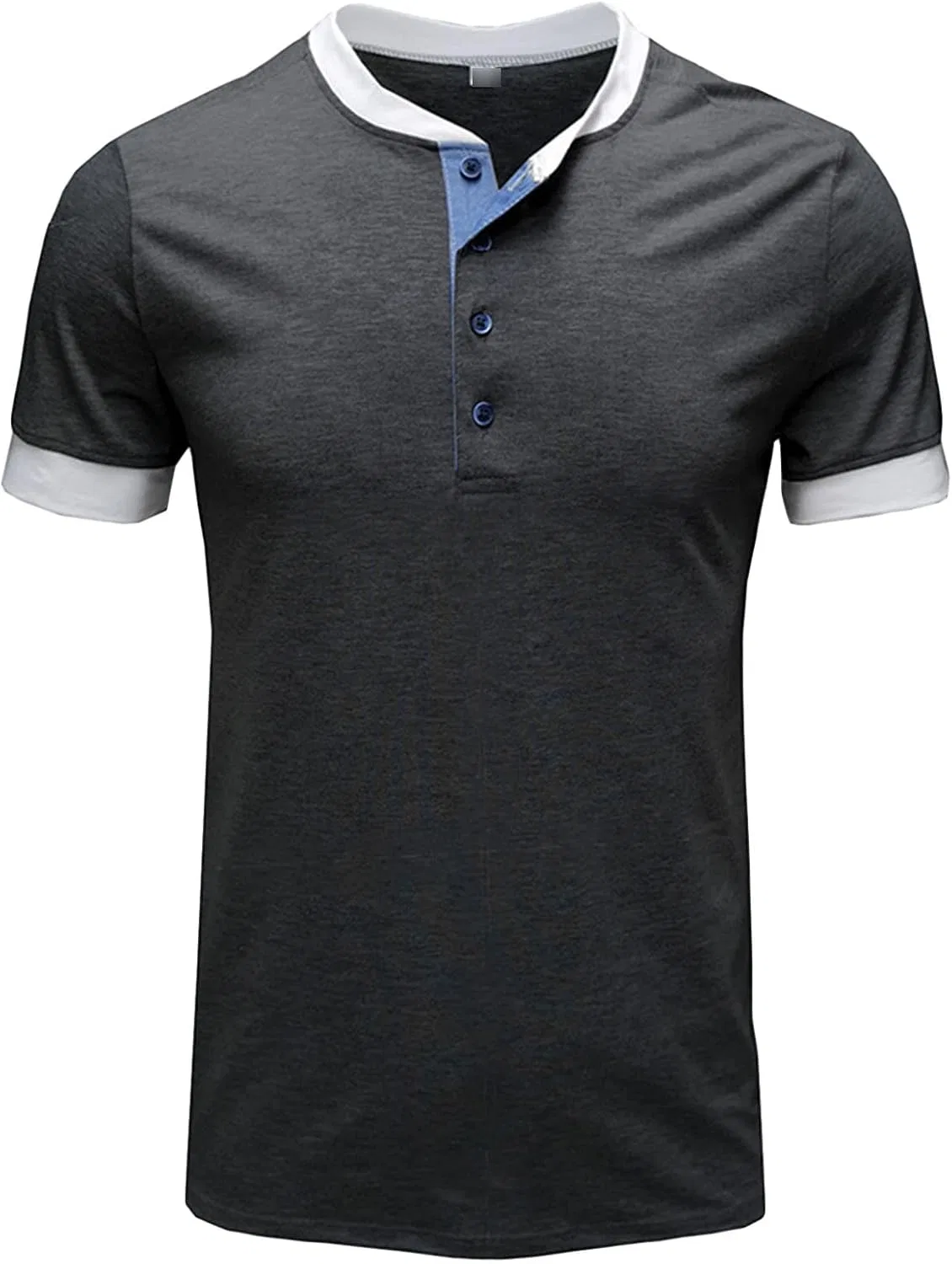 Мужская хлопковая футболка с карманом Henley, Black