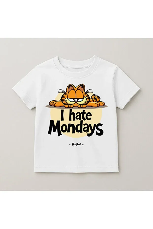 Детская футболка для мальчиков с принтом Cat / kedi / garfield printed premium crew neck 100% cotton short-sleeved kids' tshirt - e10011 T-Show, White