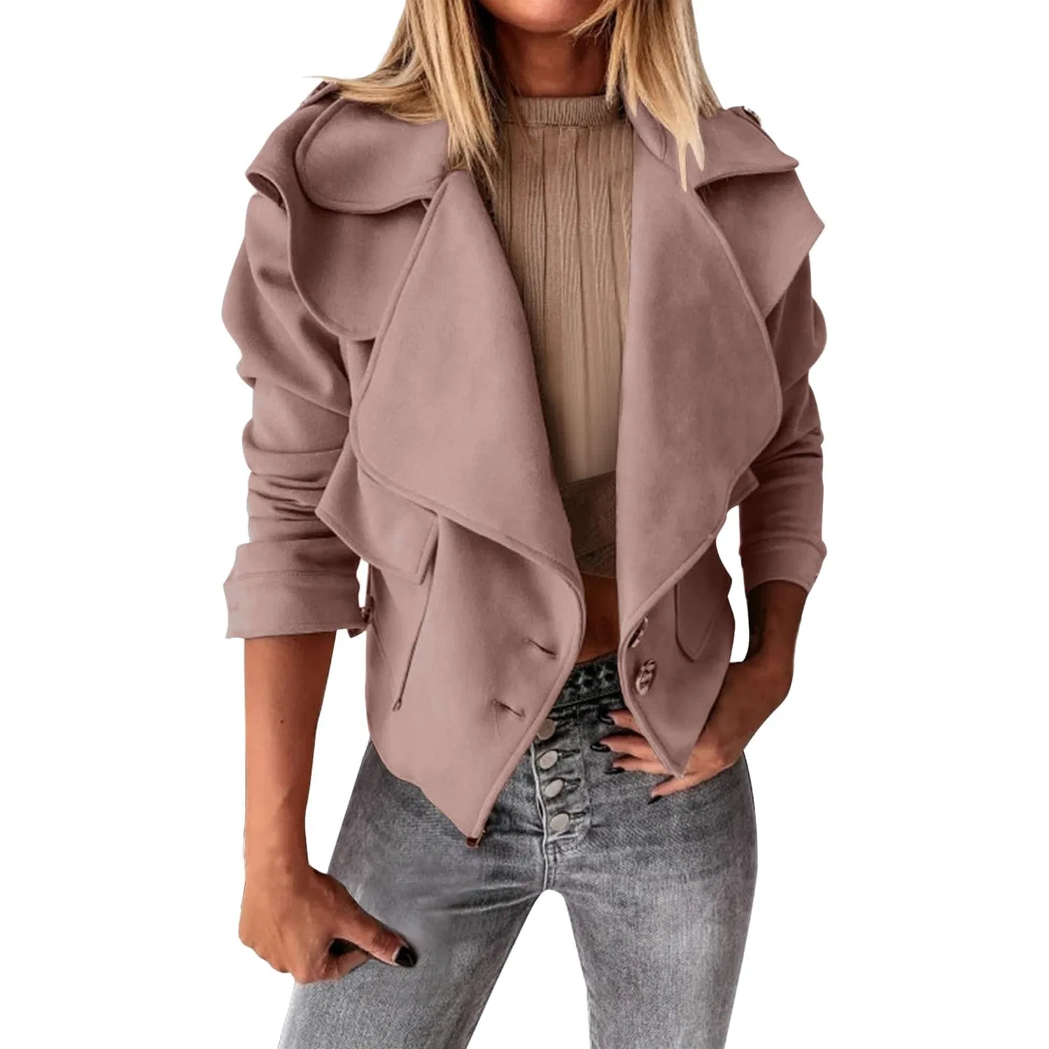 Женская куртка из экокожи с длинным рукавом, Z21 Rosa — фото 2