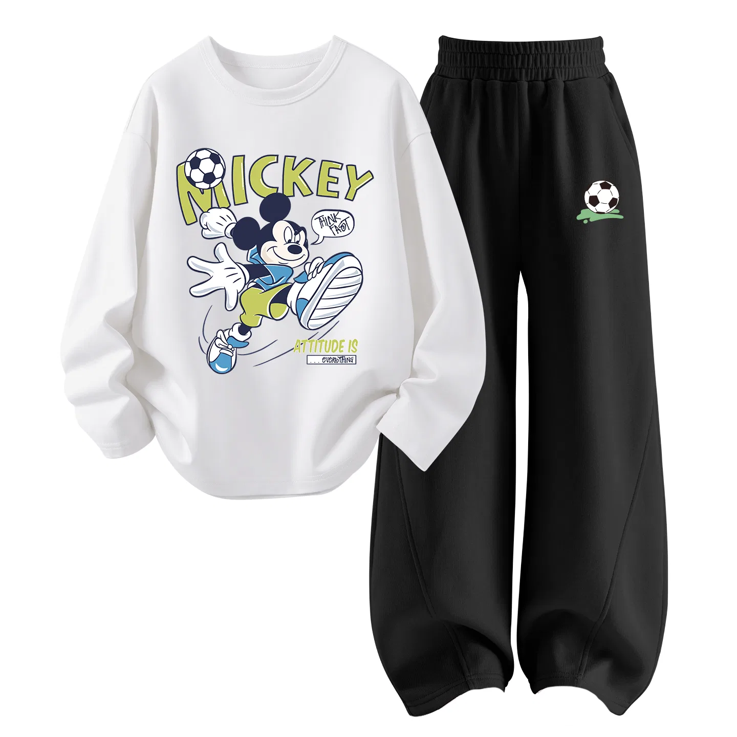 Детский спортивный комплект с круглым вырезом, тонкий дышащий, Di Soccer Ball White+Di Soccer Ball K Black, Disney, Di Soccer Ball White+Di Soccer Ball K Black
