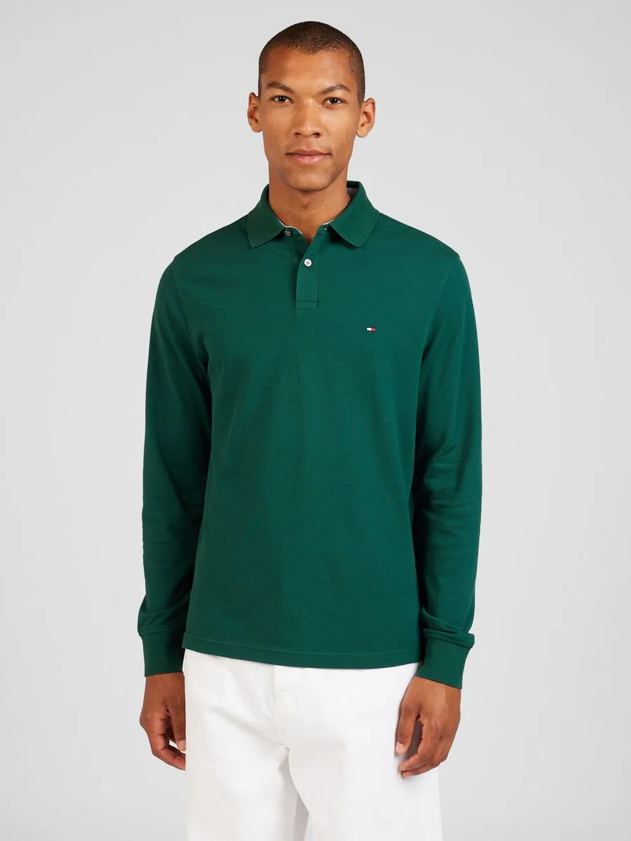 Рубашка TOMMY HILFIGER '1985 REGULAR LS POLO' изумрудного цвета — фото 2
