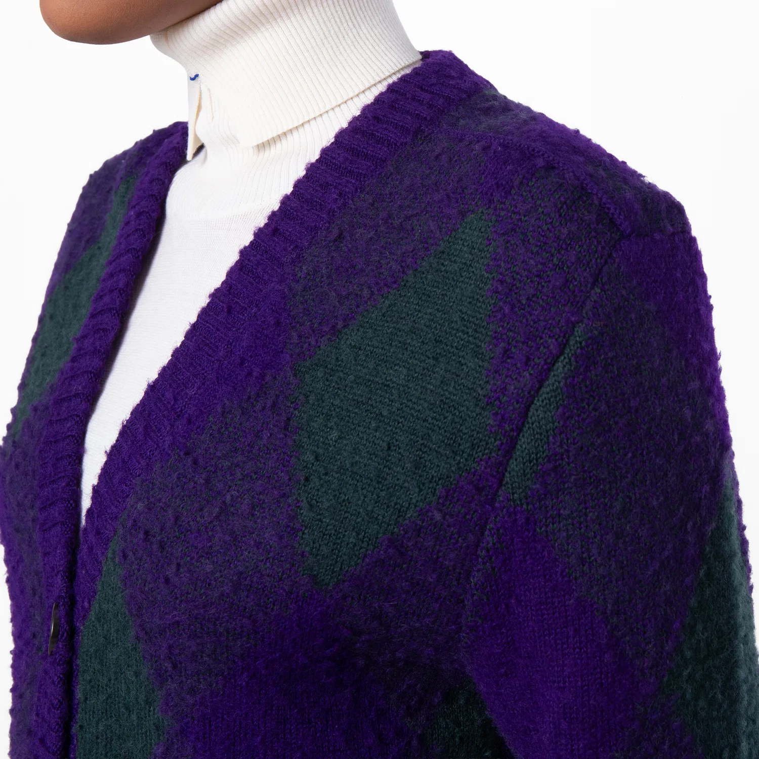 Кардиган женский шерстяной с V-образным вырезом Argyle-Intarsia-Knit Burberry, Royal Ip Pattern — фото 3