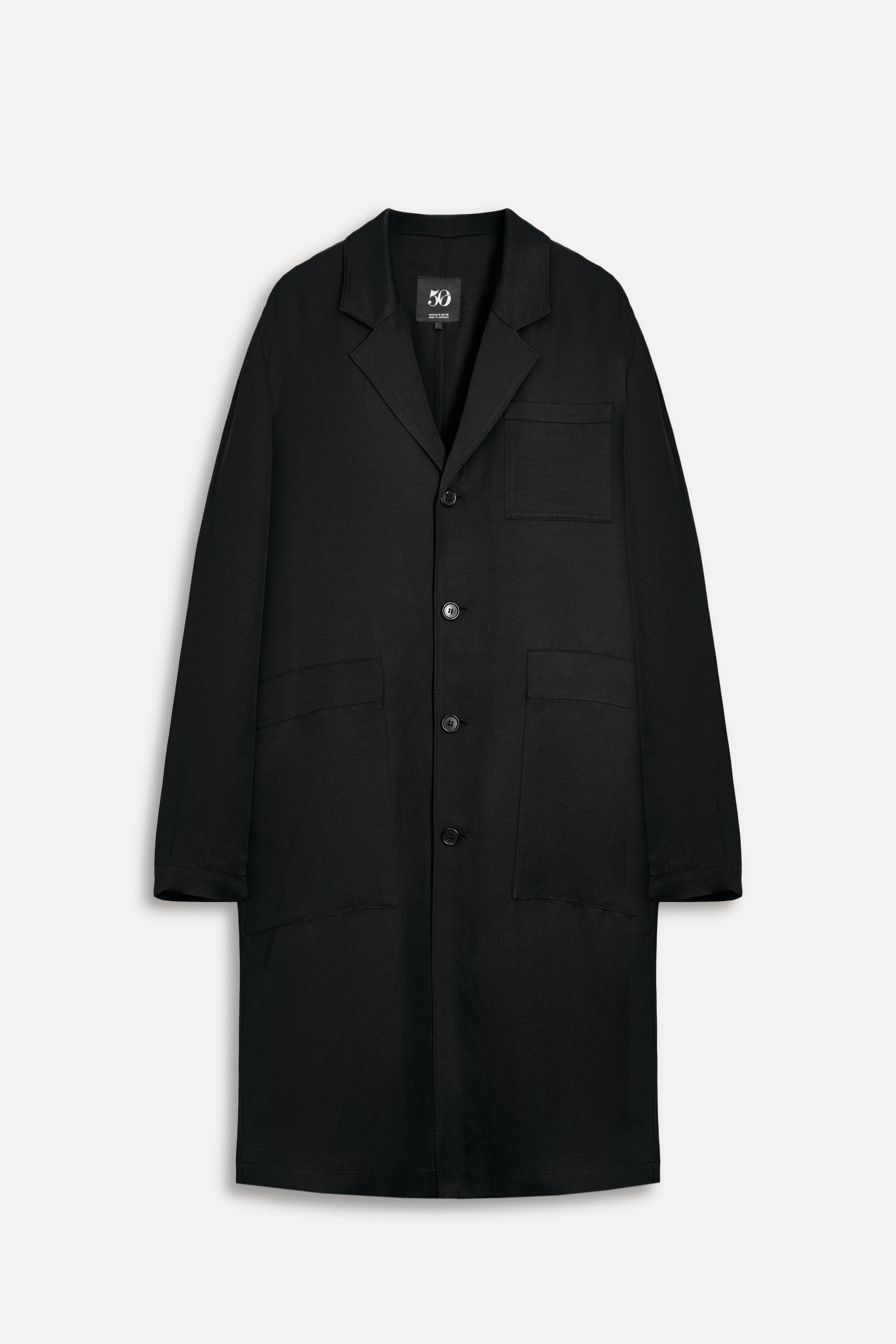 

Пальто Zara Straight Linen Blend 50th Anniversary, черный
