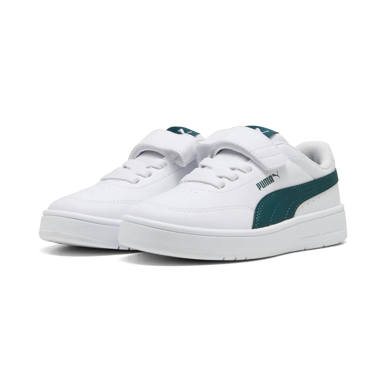 Детские кроссовки классические Court Classic Clean AC PS PUMA, White/Green Terrain