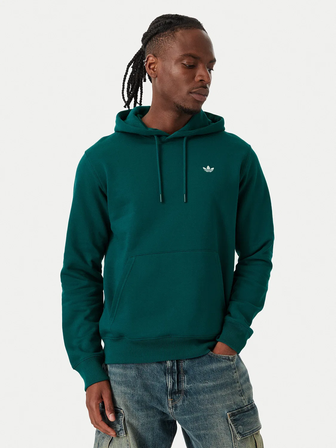 Мужская толстовка стандартного кроя Trefoil Essentials Adidas, темно-зеленый