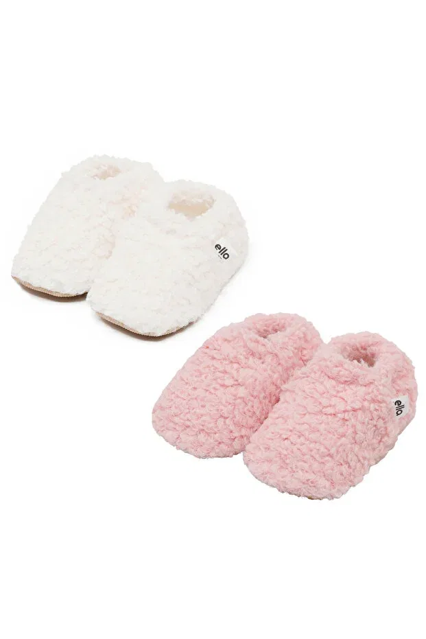 Детские тапочки для новорожденных с принтом Teddy baby house slippers Ella Bonna, Powder-White
