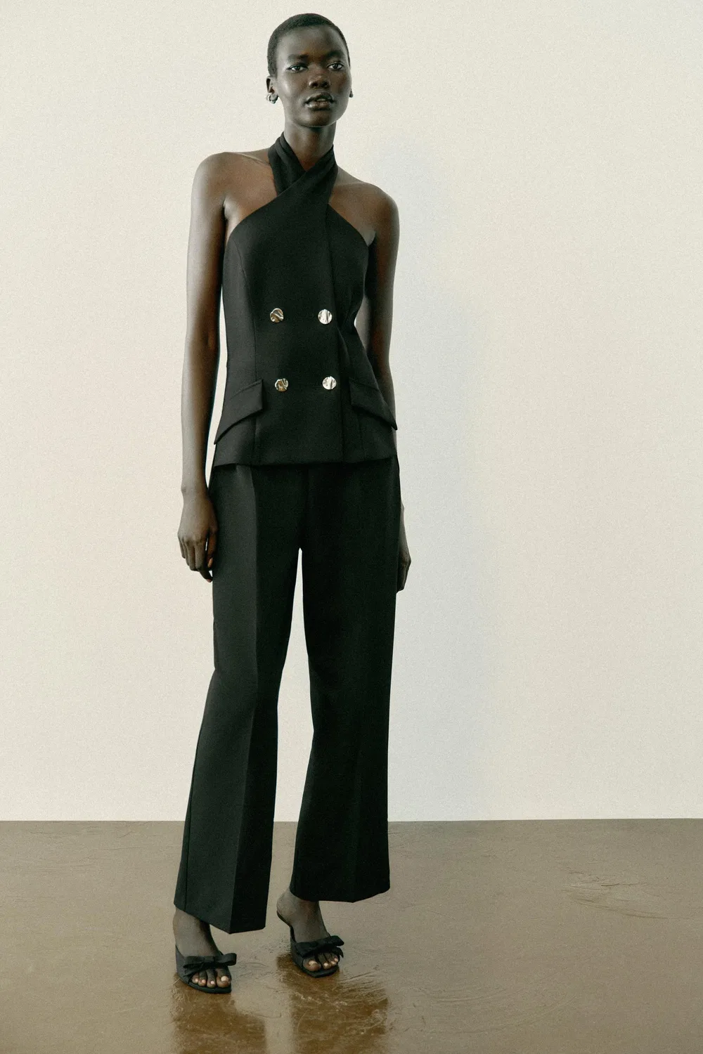 Комбинезон с перекрещивающимися бретелями через шею ZARA, Black