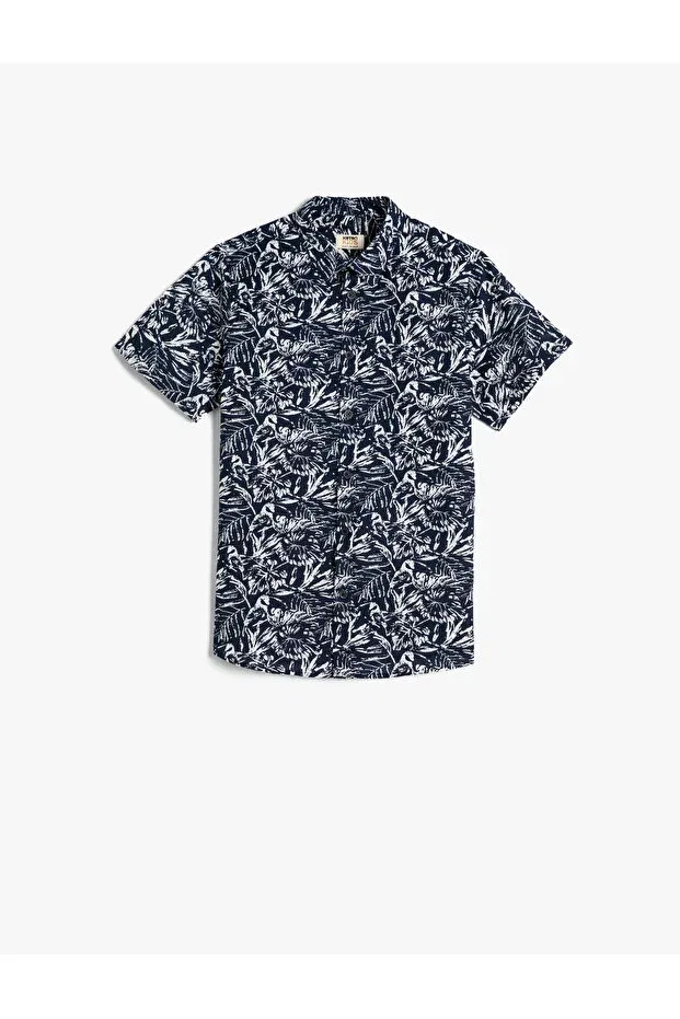 Детская рубашка с коротким рукавом с принтом Koton, Navy Blue Patterned