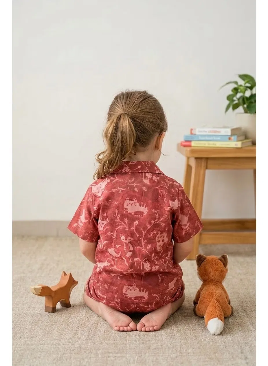 Комплект домашней одежды из органического хлопка Mini Cozy Mamma Mimos, турецкий красный — фото 4