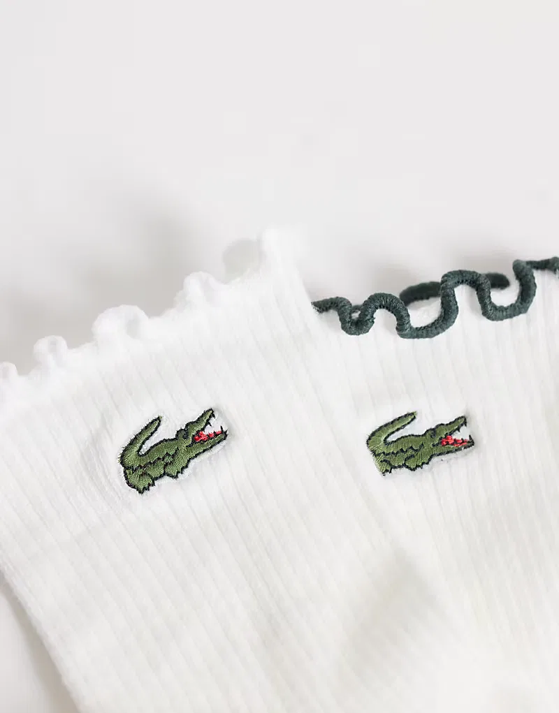 Носки средние с рюшами 2 шт Lacoste, коричневый — фото 3
