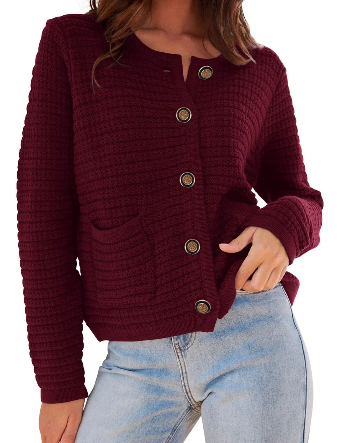 Женское пальто с длинным рукавом Cardigan aperto sul davanti, Rosso