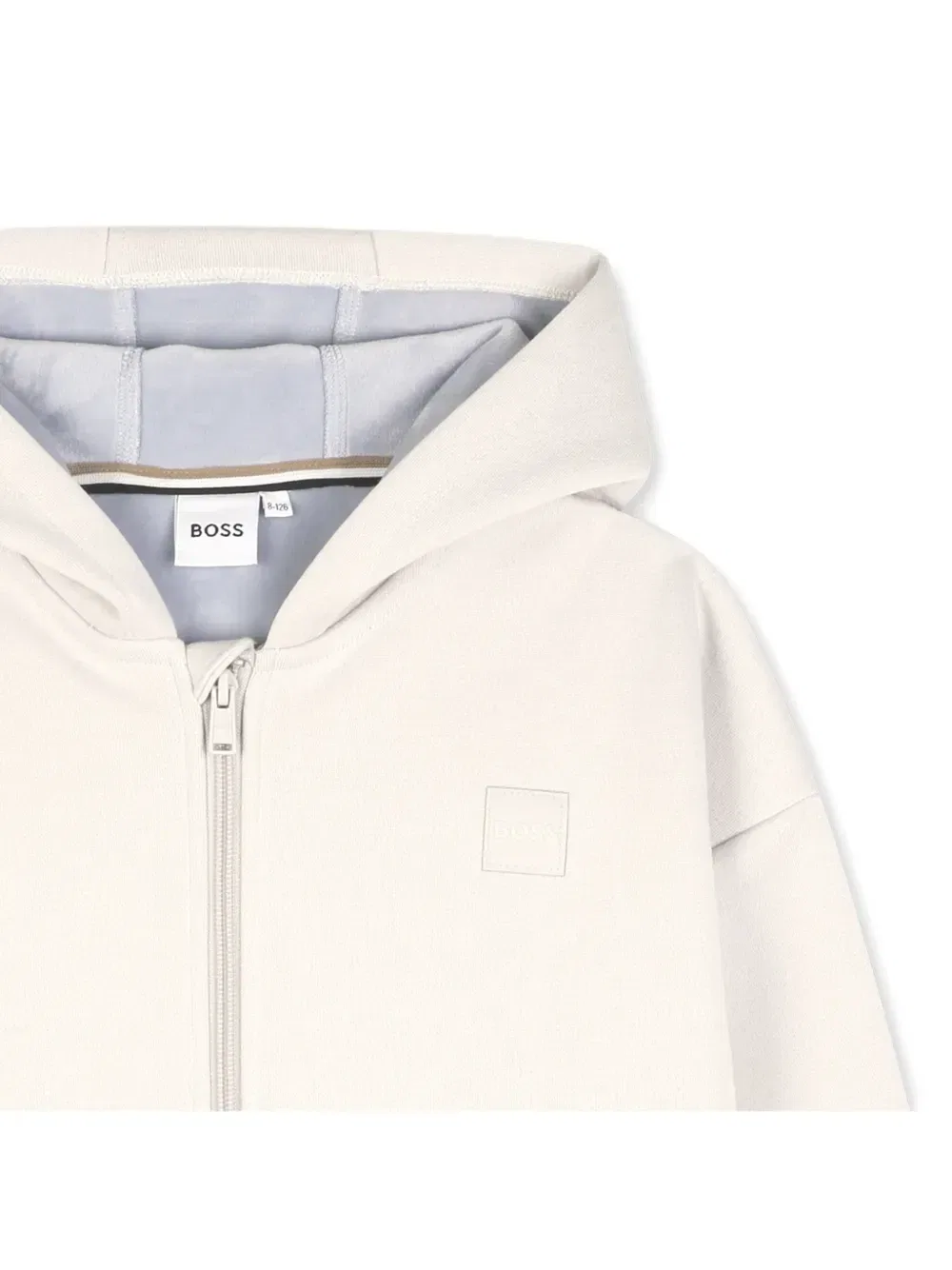 Худи на молнии с нашивкой-логотипом Boss Kidswear, бежевый — фото 3