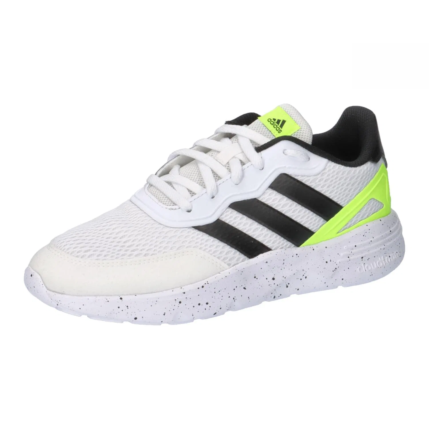Детские кроссовки для мальчиков с принтом Nebzed Lifestyle Lace Running Adidas, Cloud White Core Black Lucid Lemon