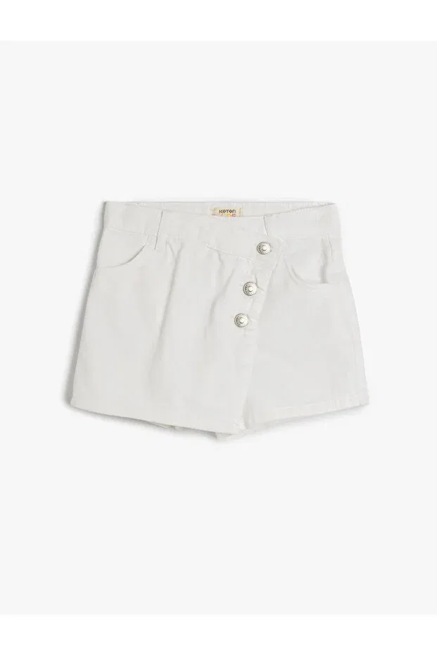Детские шорты для девочек джинсовые с запахом Koton, White
